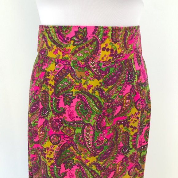 Vintage 70s M/L Cotton Hippy Print Maxi Skirt - Picture 4 of 10